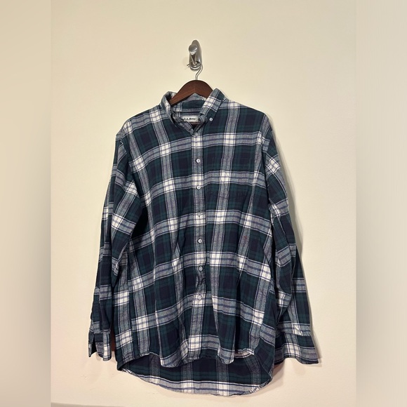 VTG LL Bean Shirt Mens Large Green Flannel Plaid - Picture 4 of 6